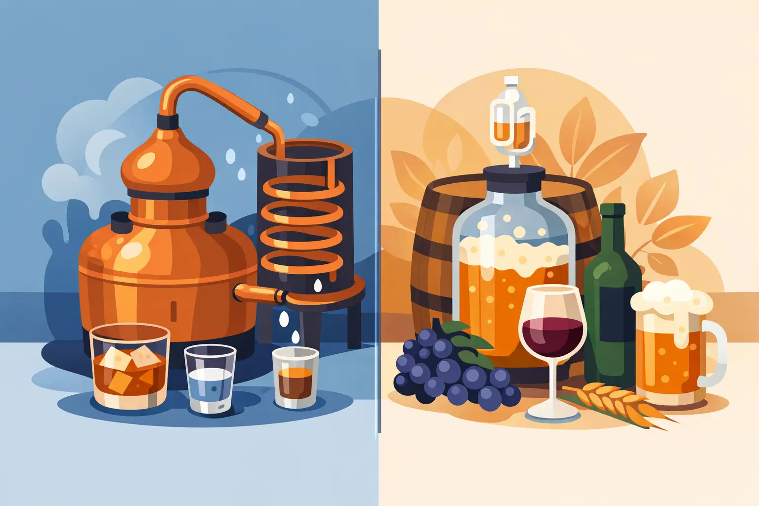 Diferença entre destilado e fermentado