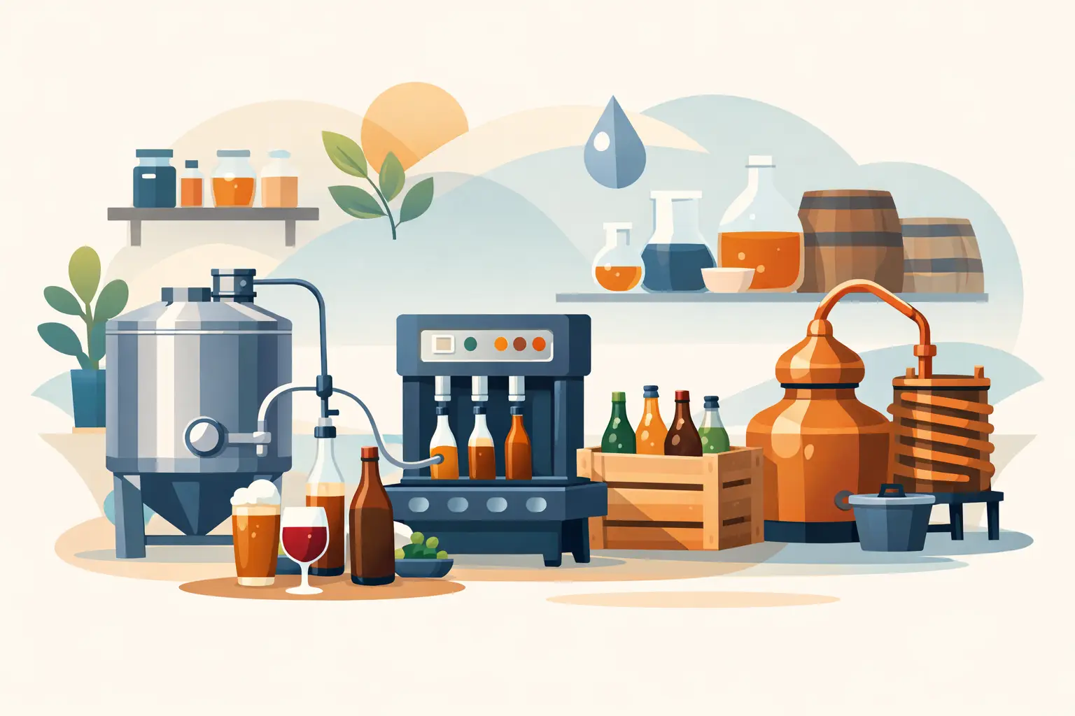 Produção de bebidas em pequena escala
